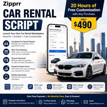 Car Rental Software by Zipprr – Only $490 | Launch Your Car Rental Business