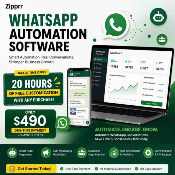 Zipprr WhatsApp Automation Software $490 — No-Code Chatbot Builder, Ready to Deploy