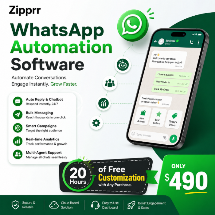 Zipprr WhatsApp Automation Software — $490 Ready-to-Launch Platform for Startup Founders & Entrepreneurs